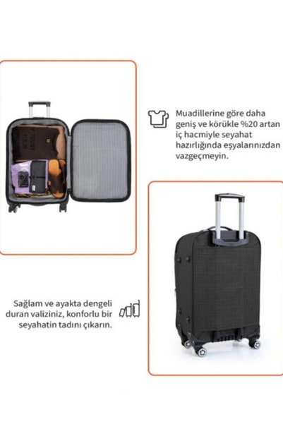 HSR Kabin Boy 4 Teker Kumaş Valiz Lüx