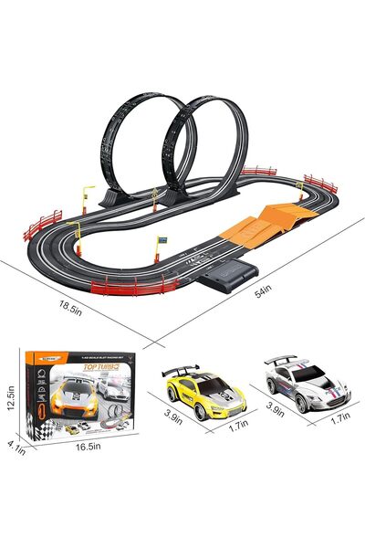 SNAPTRON Electric High-Speed Slot Car Race Track, Dual Racing Set – 5.6m