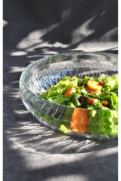 Qualitev Cage Large Glass Salad Bowl 26 cm Fruit Bowl Pasta Presentation Bowl