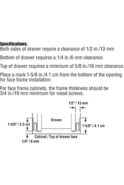 Prime-Line MP7210 Drawer Slide Kit – 15-3/4 in, Self-Closing, White (1 Pair)