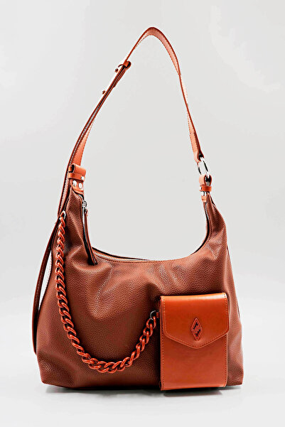 Hüvendo Geantă de umăr casual pentru femei, cu detaliu de lanț și buzunar fro...