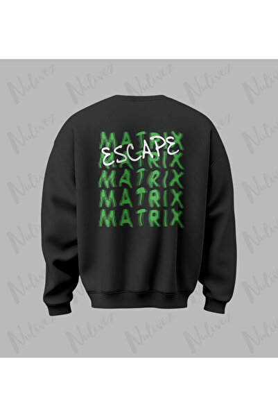 Nulivez سترة ماتريكس ديزاين مطبوع عالية الجودة للجنسين قصة فضفاضة سترة برقبة ...