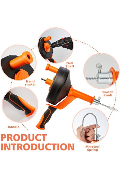 SYOSI 25FT Drain Auger with Drill Attachment & 2-in-1 Manual Plumbing Snake