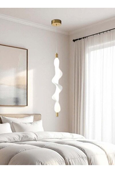 Generic Modern gold and white ceiling chandelier with three LED lights, 60 cm, 12 watts