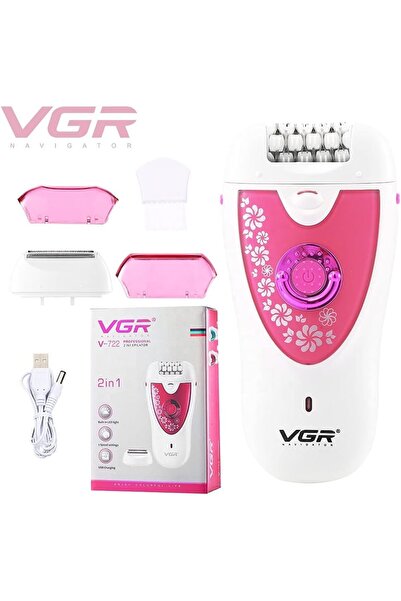 VGR V-722 Professional 2-in-1 Women Epilator & Shaver for different body areas for Wet & Dry