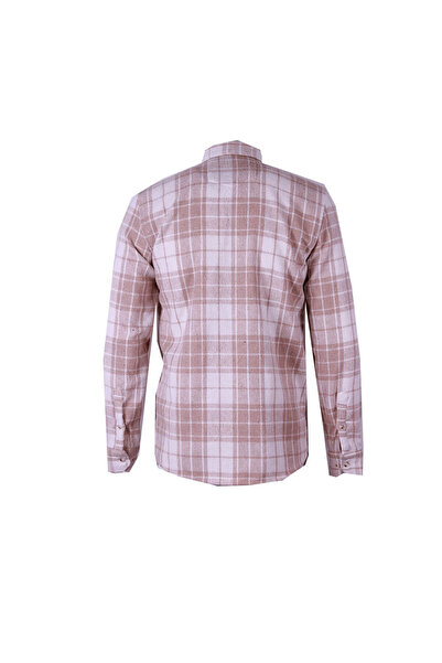 trender Pocketless Lumberjack Cream Men's Shirt 8025