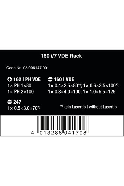 wera Kraftform Plus Series 100 Rack 160 I Screwdriver Set - 7 Piece (05006147001)