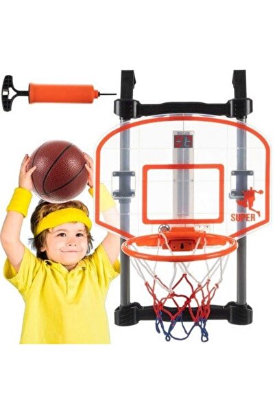 Selgot Placă de baschet montată pe ușă cu coș și minge, 65,5 x 43 x 32 cm