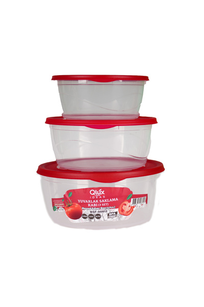 Mons Qlux 3 Size Storage Container Round Storage Container Set 750 ml + 1100 ml + 1750 ml Bpa Free
