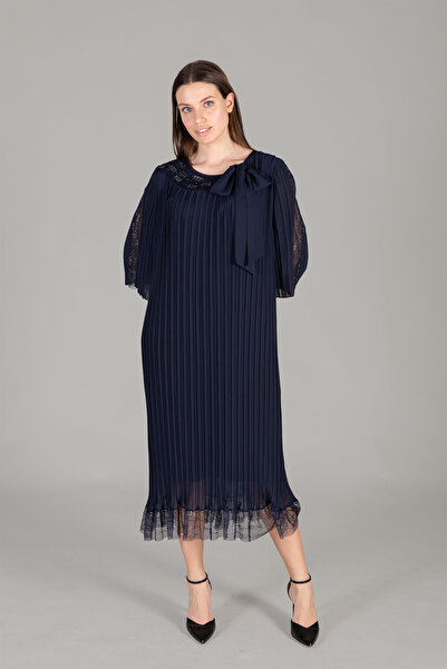 GUMANIZE Women's Round Neck Tulle Chiffon Dress