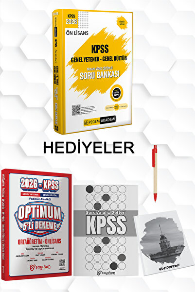 Pegem Akademi Yayıncılık 2026 KPSS ÖNLİSANS TEK KİTAP TÜM DERSLE SORU BANKASI...