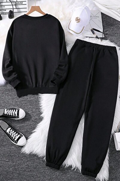 uyguntarz Kalp Printed Unisex Crew Neck Sweatshirt - 2-Piece Tracksuit Set