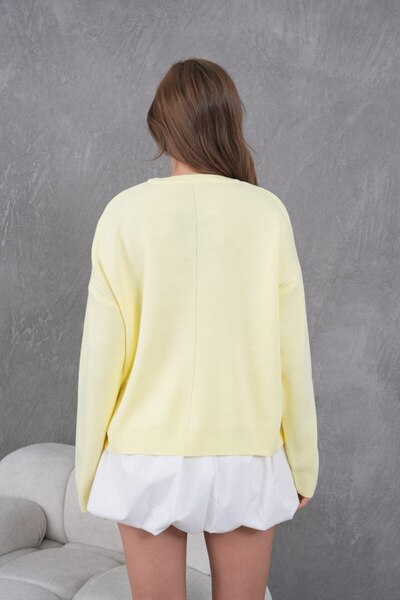 Noi Belis Basic Oversized Crew Neck Knitwear Sweater Aw25Kz0084