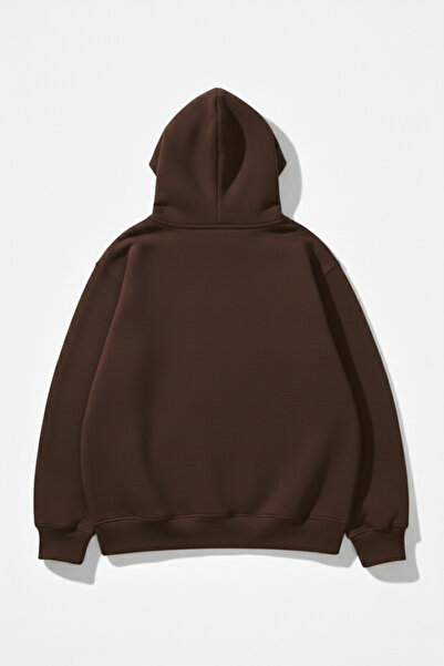 uyguntarz Unisex Soft Textured 3 Thread Umber O Oversized Sweatshirt