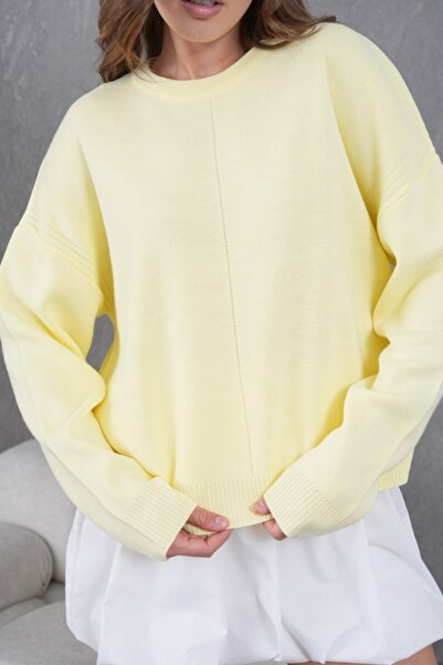 Noi Belis Basic Oversized Crew Neck Knitwear Sweater Aw25Kz0084