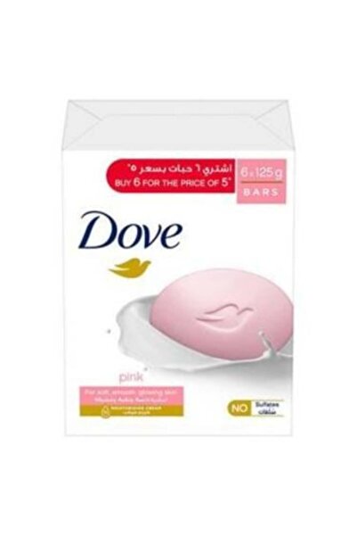 Dove Dove Soft & Clear Skin Soap, Pink, 125g, 5+1 Free