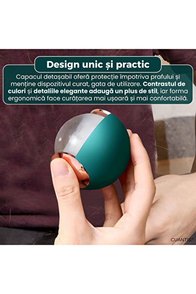 Cuantis Lint and animal hair cleaning ball, reusable, compact design, washable, green, 98 g