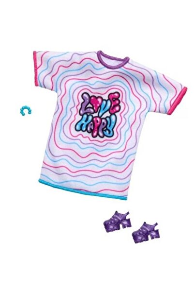 Barbie Set Barbie, tricou oversized pentru papusa, sandale si accesorii, mov