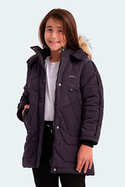 Slazenger Camron Girl's Hooded Inflatable Purple Coat & Jacket