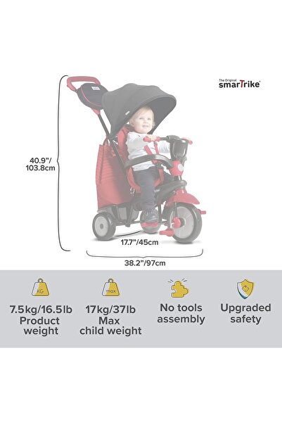 SmarTrike Swing DLX Children's Tricycle, Red