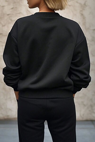 uyguntarz Unisex over Printed Crew Neck Sweatshirt - 2-Piece Tracksuit Set