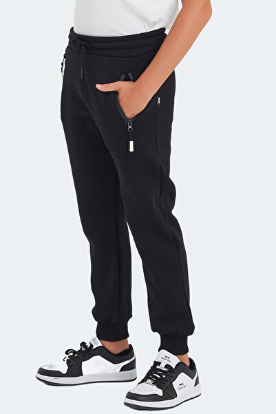 Slazenger Lamis Unisex Children's Black Sweatpants with Zipper Pockets