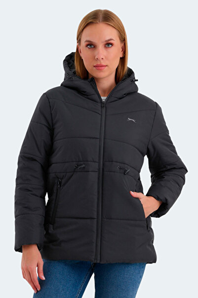 Slazenger Callu Women's Hooded Inflatable Black Coat & Jacket
