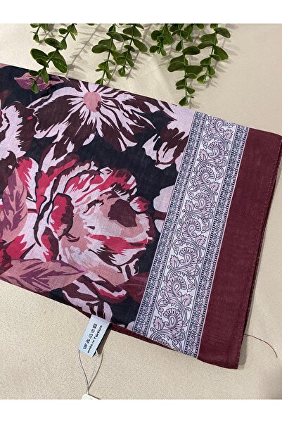 MİNELEŞARP34 Mineleşarp Magnolia Pattern Floral Soft Shawl