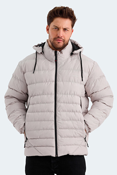 Slazenger Ανδρικό πουπουλένιο μπεζ παλτό και μπουφάν HADI IN με κουκούλα