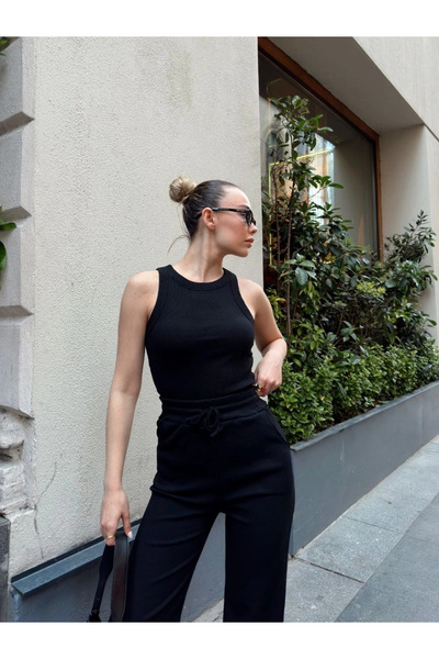 ZENGEZUR MALL Drnds Athlete Ribbed Knit Set S3986 Black (213744) (Size: S)