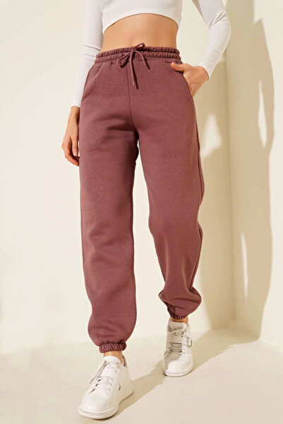 ZENGEZUR MALL Drnds 3 Thread Fleece-Lined Leg Elasticated Tracksuit Cinnamon İs001 (211549) (Size: S)