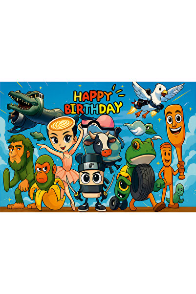 Gmt Ambalaj Tung Tung Tung Sahur Temalı Doğum Günü Afişi 150x100 Cm Branda Afiş