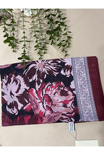 MİNELEŞARP34 Mineleşarp Magnolia Pattern Floral Soft Shawl