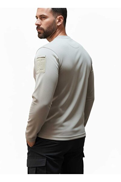 Beevos Military Tactical Long Sleeve Breathable Arm Velcro Beige T-Shirt