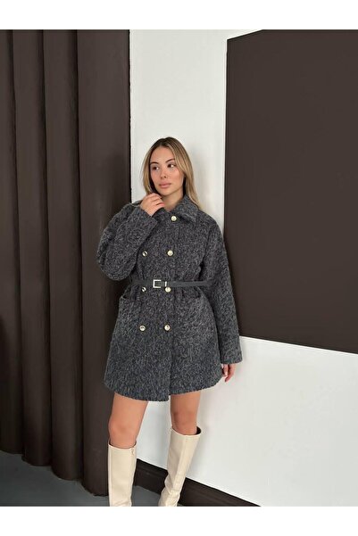 Ekim Store Belted Buttoned Boucle Coat