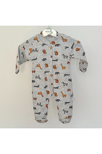 Victorino Jumpsuit with booties – animal print – grey