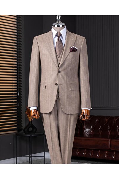 TerziAdemAltun سترة رجالية على الطراز الإيطالي بياقة مدببة وبدلة بنطلون من فر...