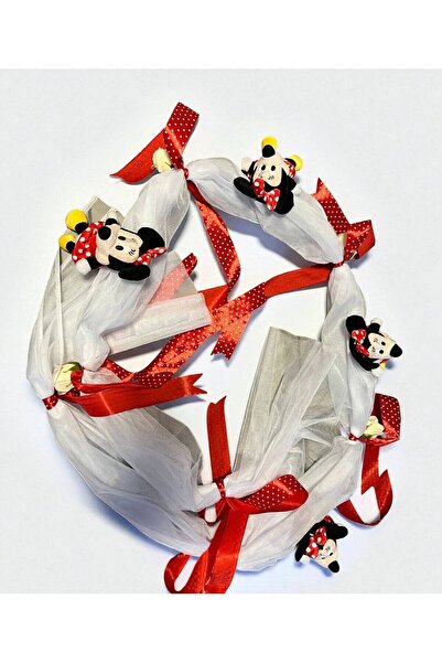 Botez White tulle christening decoration with red Minnie