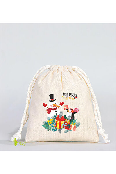 CACTUS COLLECTION 15X20 cm Cotton Christmas New Year B Printed Pouch 3 Pieces