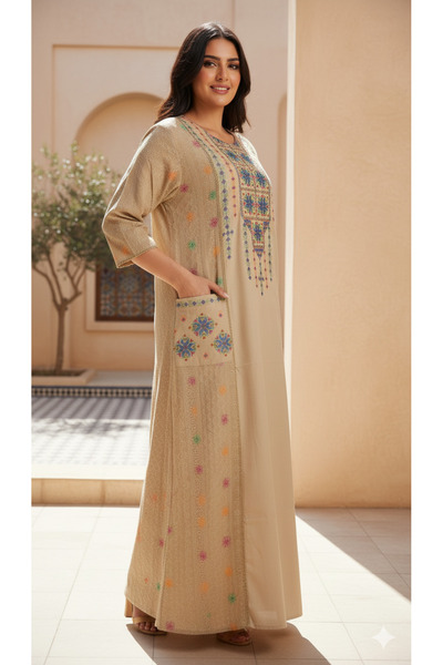 Maison Emarat Jalabiya with Intricate Embroidery and Pockets