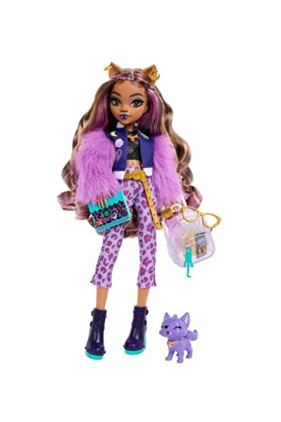 MONSTER HIGH Clawdeen Wolf Doll with Crescent Puppy and Accessories - Backpack, Calendar and Snacks