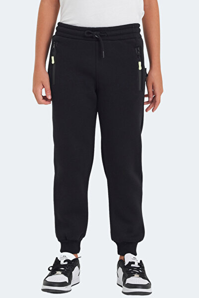 Slazenger Lamis Unisex Children's Black Sweatpants with Zipper Pockets
