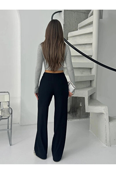 ZENGEZUR MALL Drnds Corded Fabric Fleece-Lined Pants Black A4058 (213635) (Size: S)