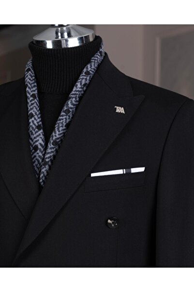 TerziAdemAltun Italian Style S Slim Fit 8 Drop K Double-Breasted Jacket Pants Suit Black T14587