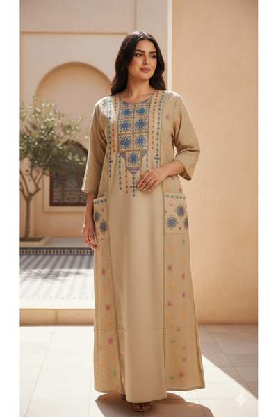 Maison Emarat Jalabiya with Intricate Embroidery and Pockets