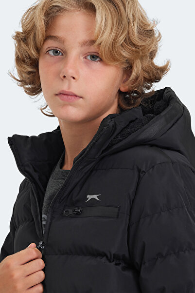 Slazenger Captain Unisex Children's Hooded Inflatable Black Jacket & Coat