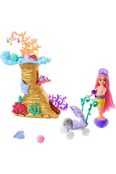 Barbie Set Mermaid Power Chelsea Mermaid, sirena cu recif de corali, HHG58
