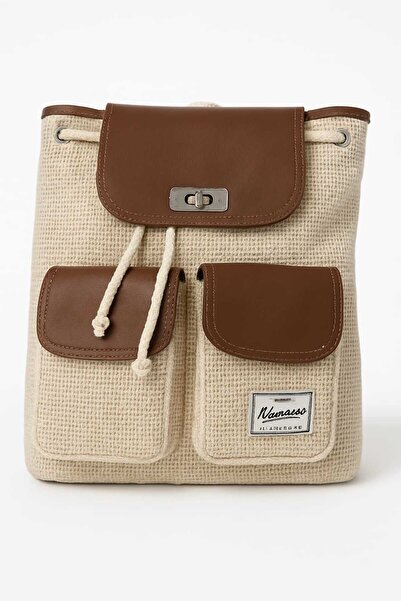 Mira Deri & Tekstil Hasır Kombinli A+ Kalite Sırt Çantası