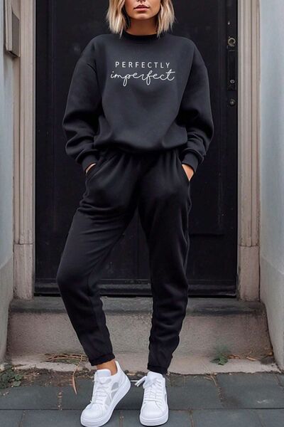 uyguntarz Unisex Perfectly Design Printed Crew Neck Sweatshirt - 2-Piece Tracksuit Set