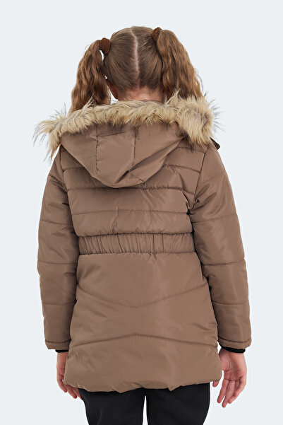 Slazenger Candy Girl's Hooded Inflatable Beige Coat & Coat